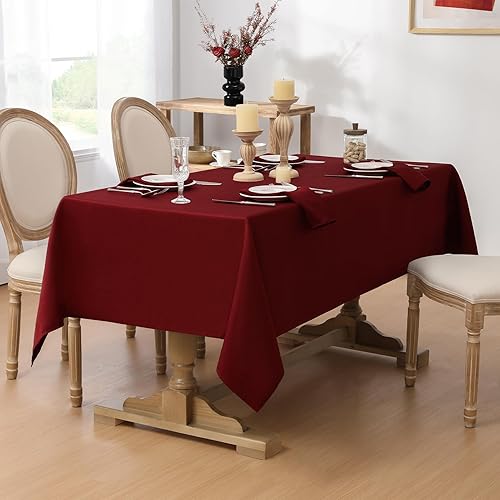 Miniatura 2 de Softalker Mantel rectangular con textura tejida de Navidad, jacquard de invierno, impermeable, lavable, resistente a las manchas, sin arrugas, para