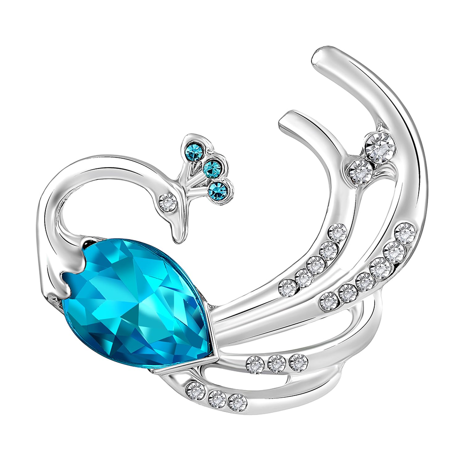 Mahi Aqua Blue Crystal Swooning Peacock Shaped Brooch/Saree Pin for Women (BP1101116RAblu) (B0CN33TNSV) Amazon Price History, Amazon Price Tracker