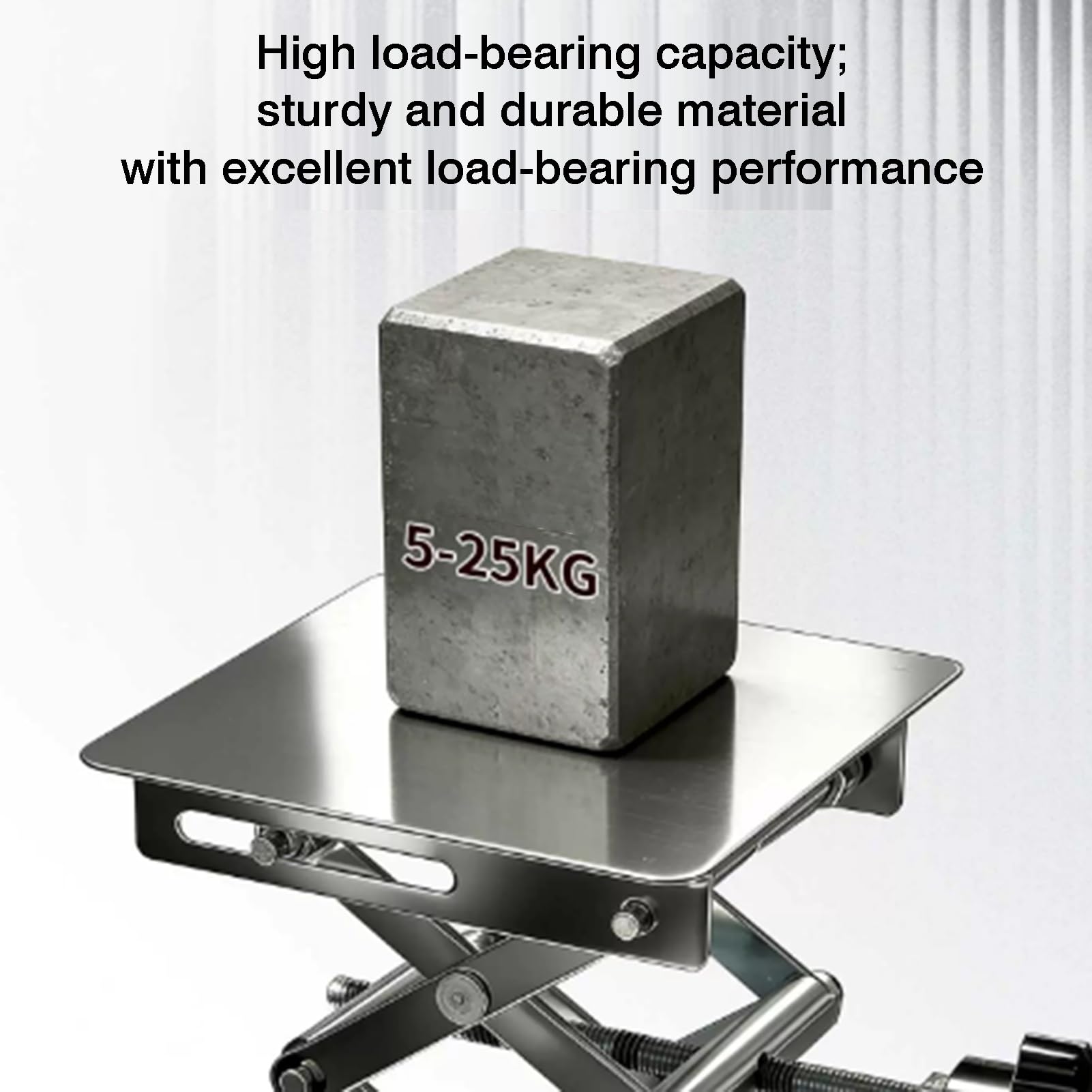 Soporte De Gato Laboratorio Acero Inoxidable, Plataforma Elevación Nivel | Con tapete antideslizante y manija giratoria, rango de elevación vertical 50-460 mm, capacidad de carga 5-25 kg(150x150mm)