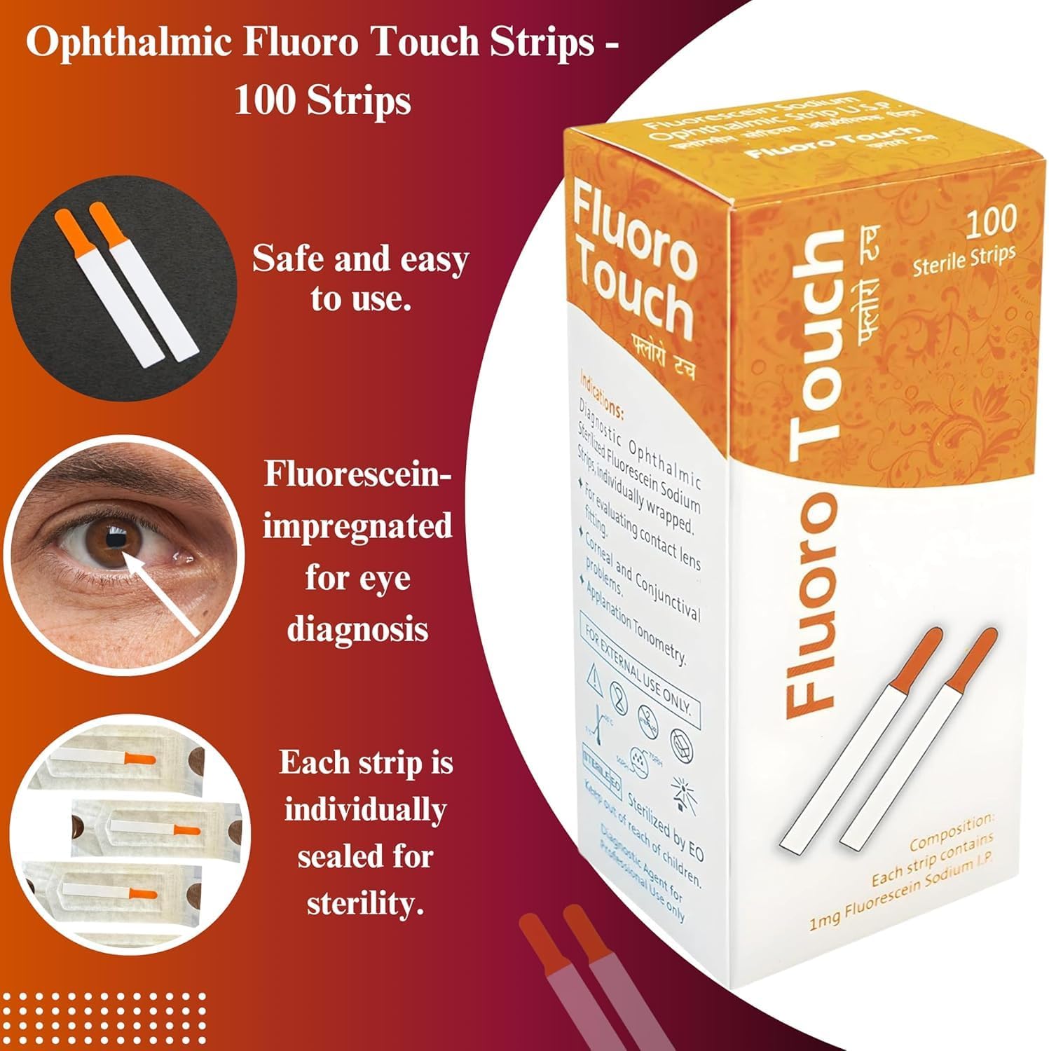 Ophthalmic Fluoro Touch Strips - 100