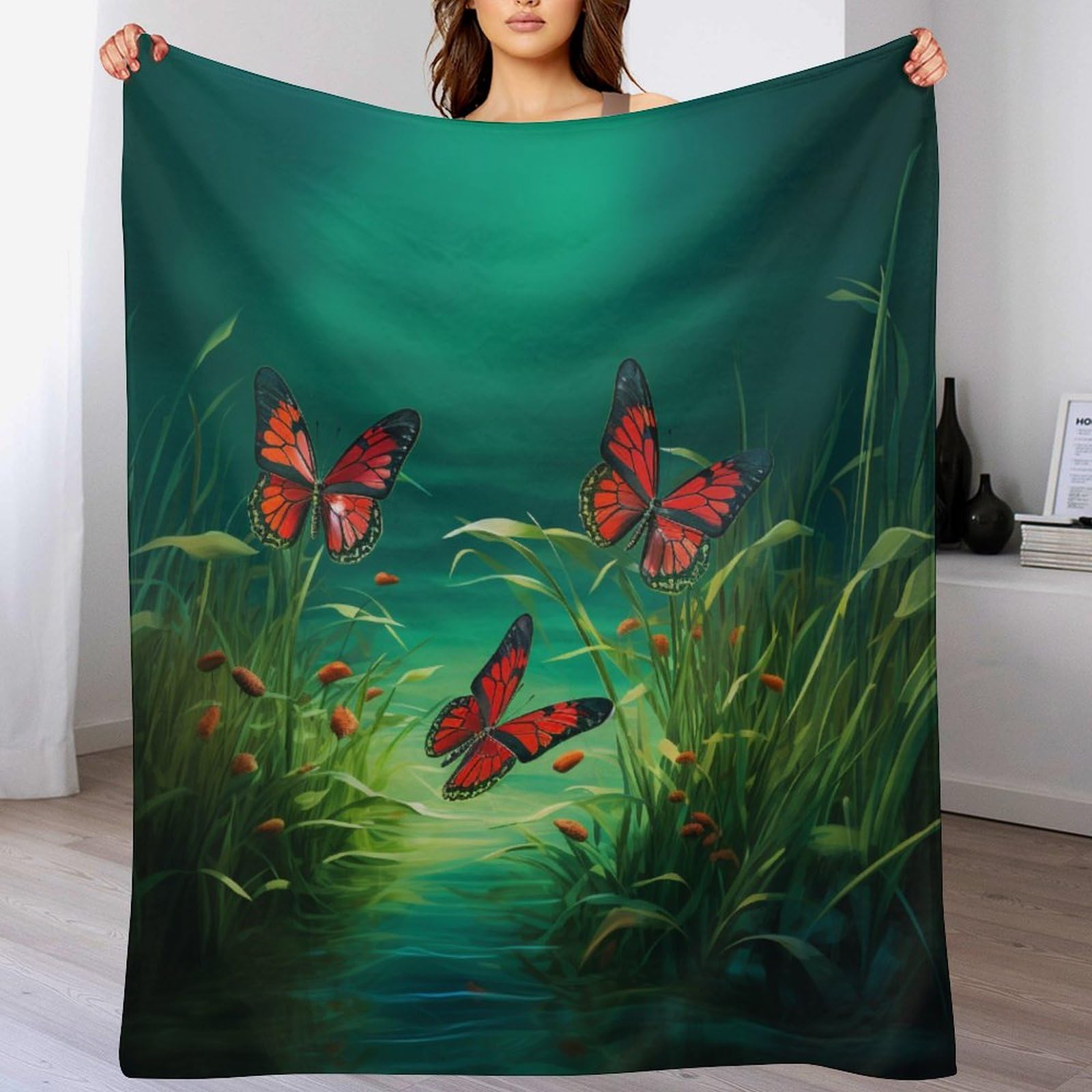 Plaid jeté canapé flanelle papillon pour vos soirées cocooning et moments de détente