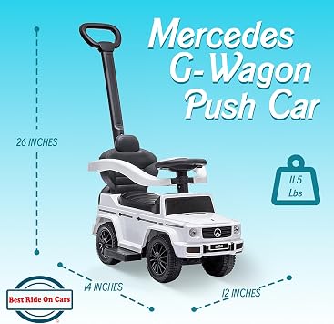 Best Ride On Cars Kids Outdoor Stroller Mercedes G-Wagon for Toddlers 1 to 3 Years Old with Music, Horn Sounds, and Handle, White