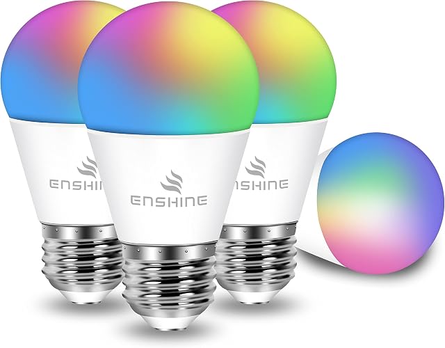 ENSHINE E27 Smart Bulb, WiFi Light Bulbs G45, Colour Changing and Tunable White Screw LED Bulbs, Compatible with Alexa and Google Home, RGBCW, 5W(40W), 470 Lumens, No Hub Required(Pack of 4)
