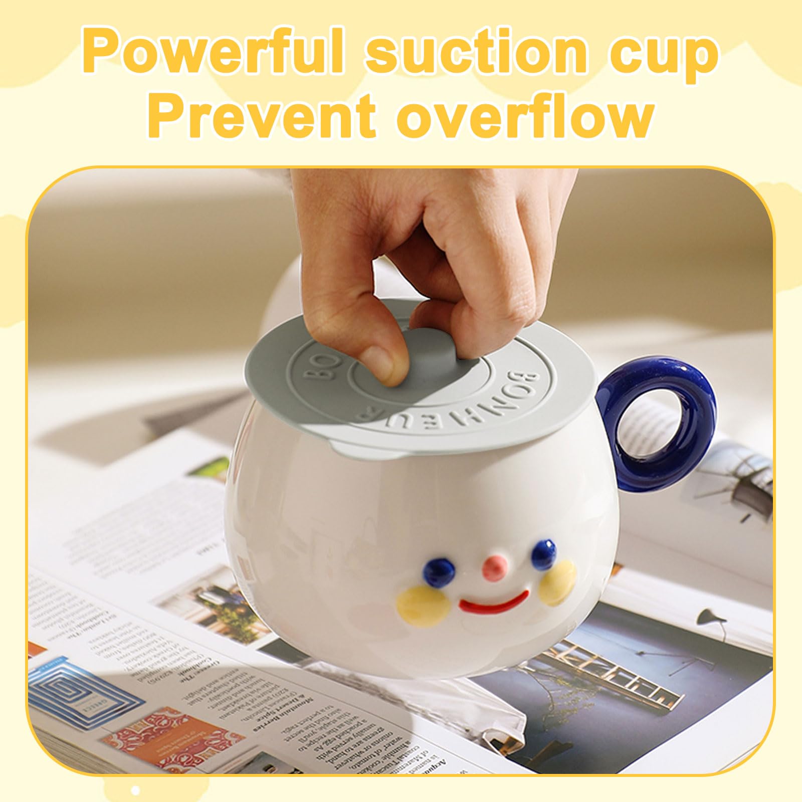 YOUYIKE 6 Pièce Couvercle Tasse Silicone,10cm Mug Couvercle Anti Poussière Cup, Couvercle De Tasse Réutilisables De Qualité Alimentaire Pour Boissons En Verre De Vin De Café Maison Bureau