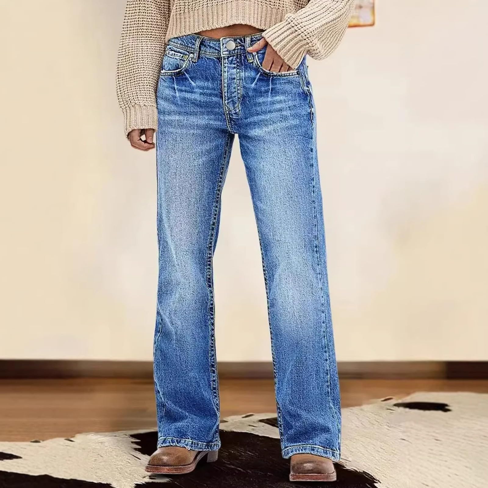 Jeans Donna Elasticizzati in Vita Jeans Elasticizzati Leggeri Casual Pantaloni Vita Alta Curvy Larghi Taglie Forti Pantaloni Denim Baggy Gamba Larga Palazzo Wide Leg Pants Comodi Moda Basic