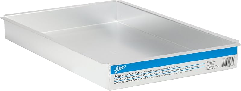 Ateco Aluminum Cake Pan, Rectangle, 12- by 18- by 2-Inches, Silver