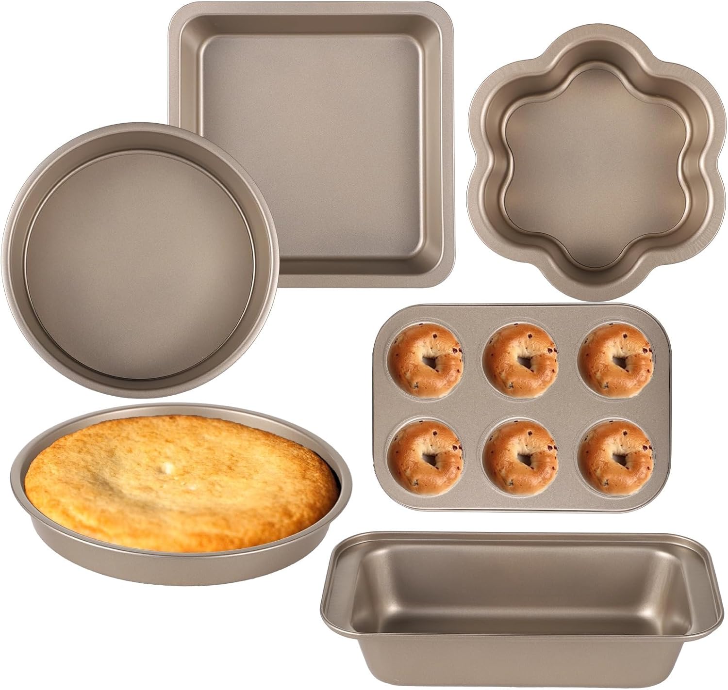 Heavy Duty 6 Piece Non Stick Baking Set Carbon Steel Trays for Cakes Muffins Pizzas and More