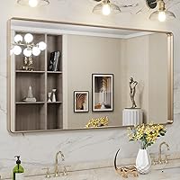 Vista 86 de LOAAO - Espejo de baño con marco de metal negro de 24x36 pulgadas, espejo rectangular redondeado para pared, espejo mate de tocador de baño