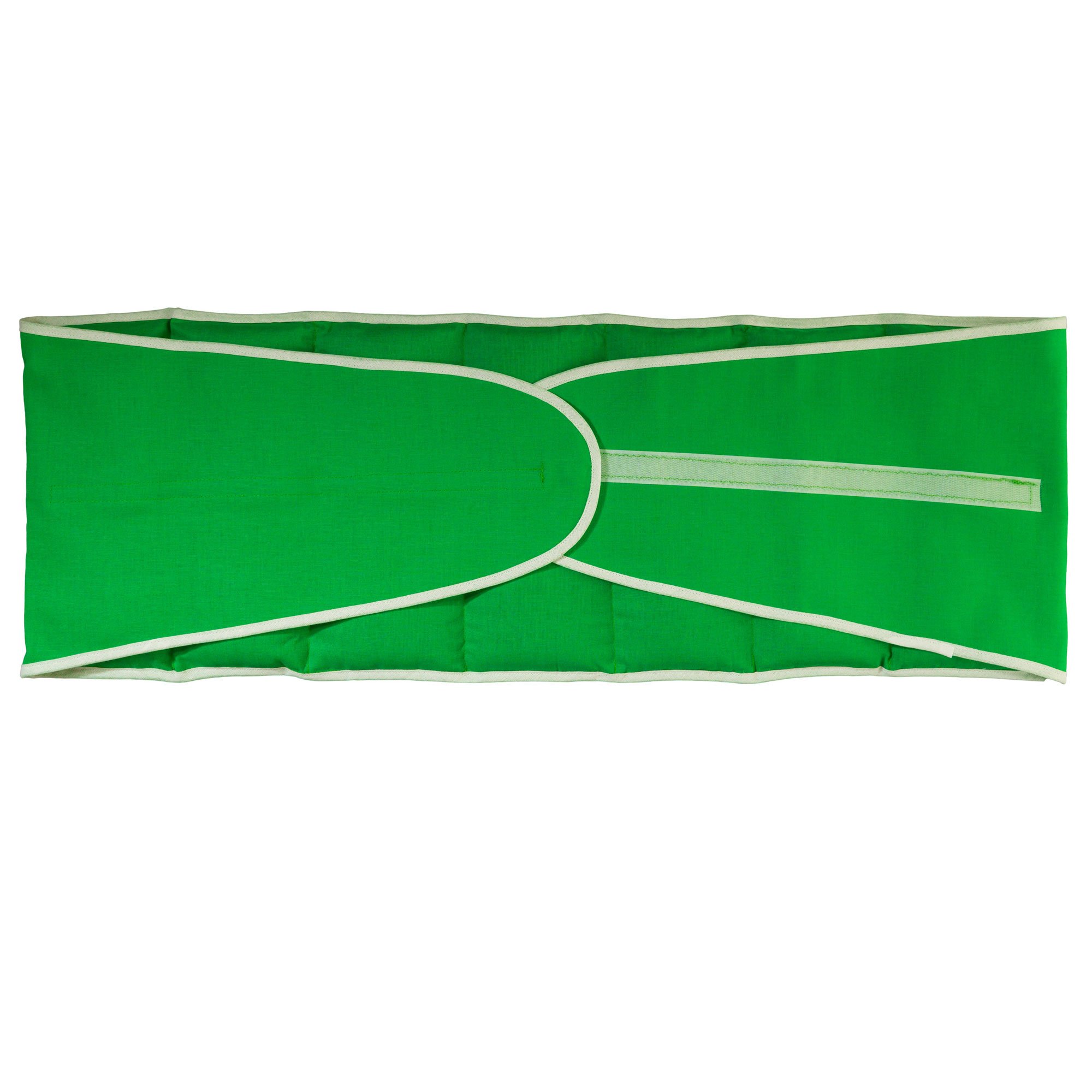 Ceinture lombaire chauffante aux graines de colza, longueur environ 135cm. Coussin thermique aux graines XXL (compartimenté en sept avec fermeture à bande auto-agrippante, vert clair