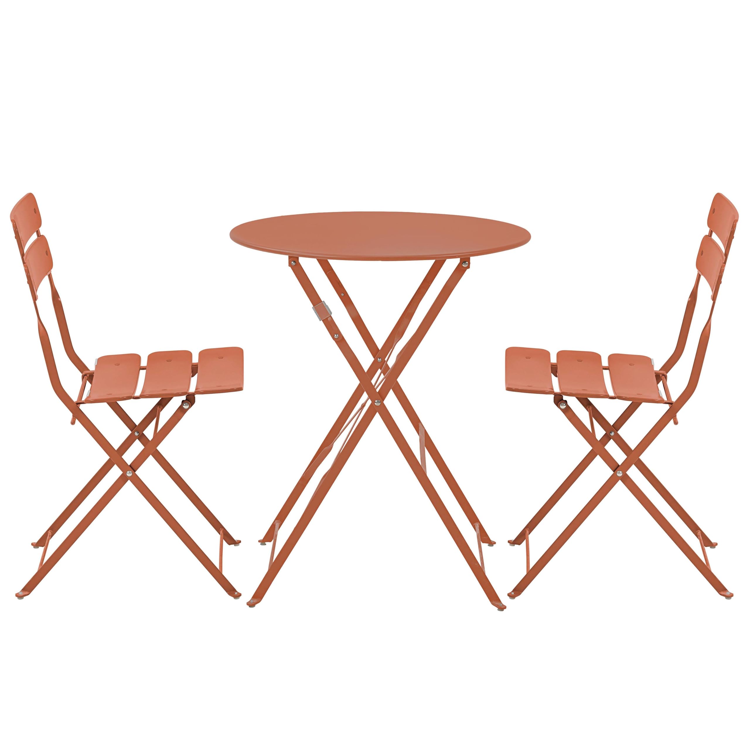Oviala Table de terrasse Ronde Pliante et 2 chaises Pliantes Terracotta
