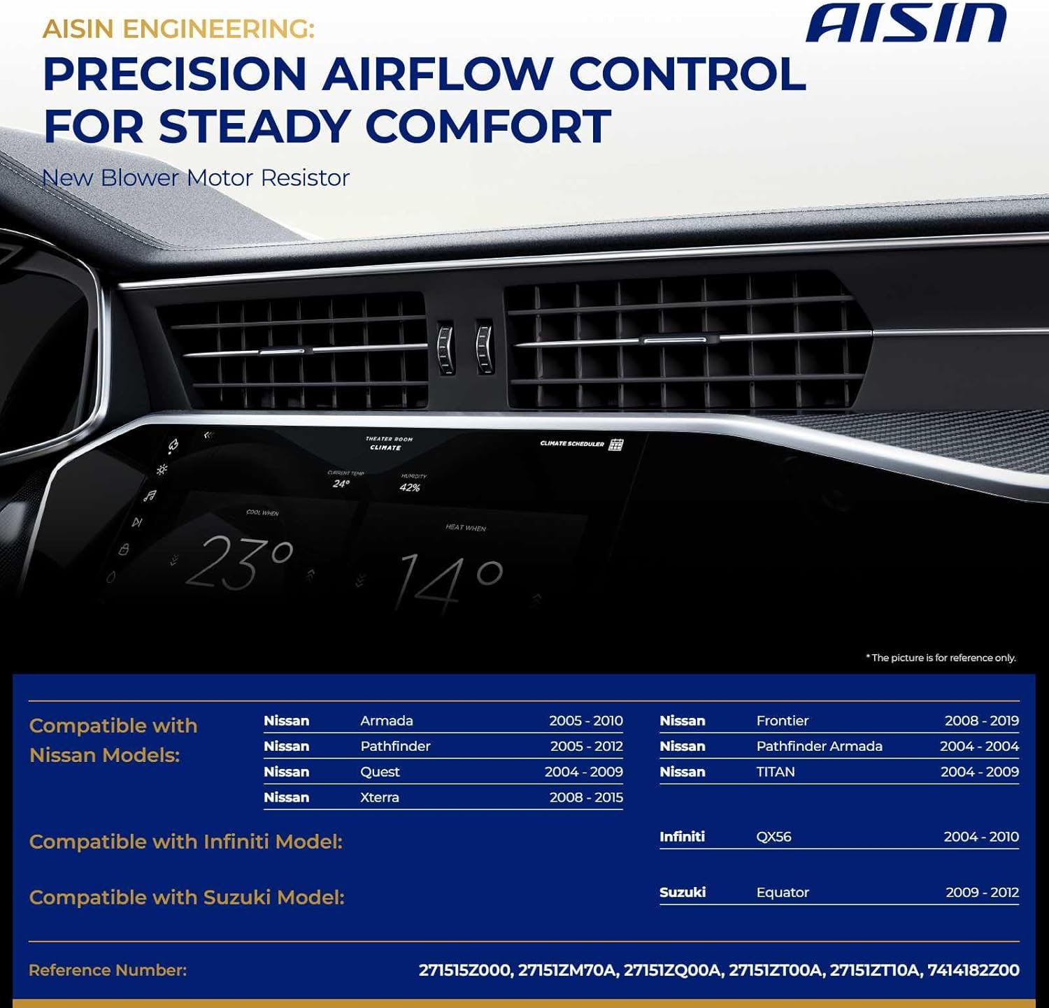AISIN AFTERMARKET BMRAZ-00347 HVAC Blower Motor Resistor Kit - Compatible with Nissan Frontier 2008-2019, Pathfinder 2005-2012, Armada 2005-2010, Xterra 2008-2015, Quest 2004-2009