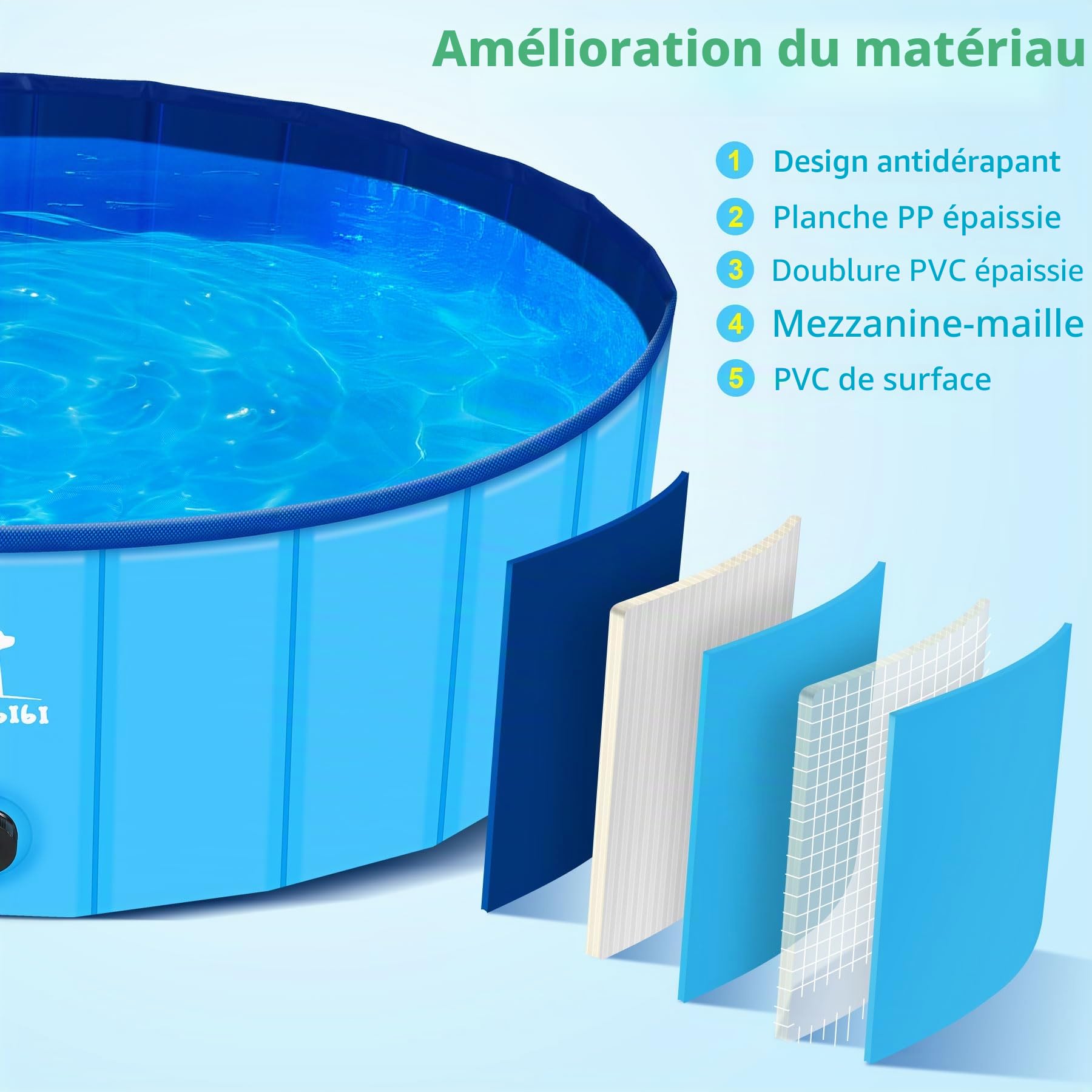Pourbibi Piscine pour Grands Chiens, Bassin De Baignade Pliable pour Chien, Baignoire pour Chien Antidérapante, Pataugeoire pour Enfants Et Chiens, 120 X 30 Cm