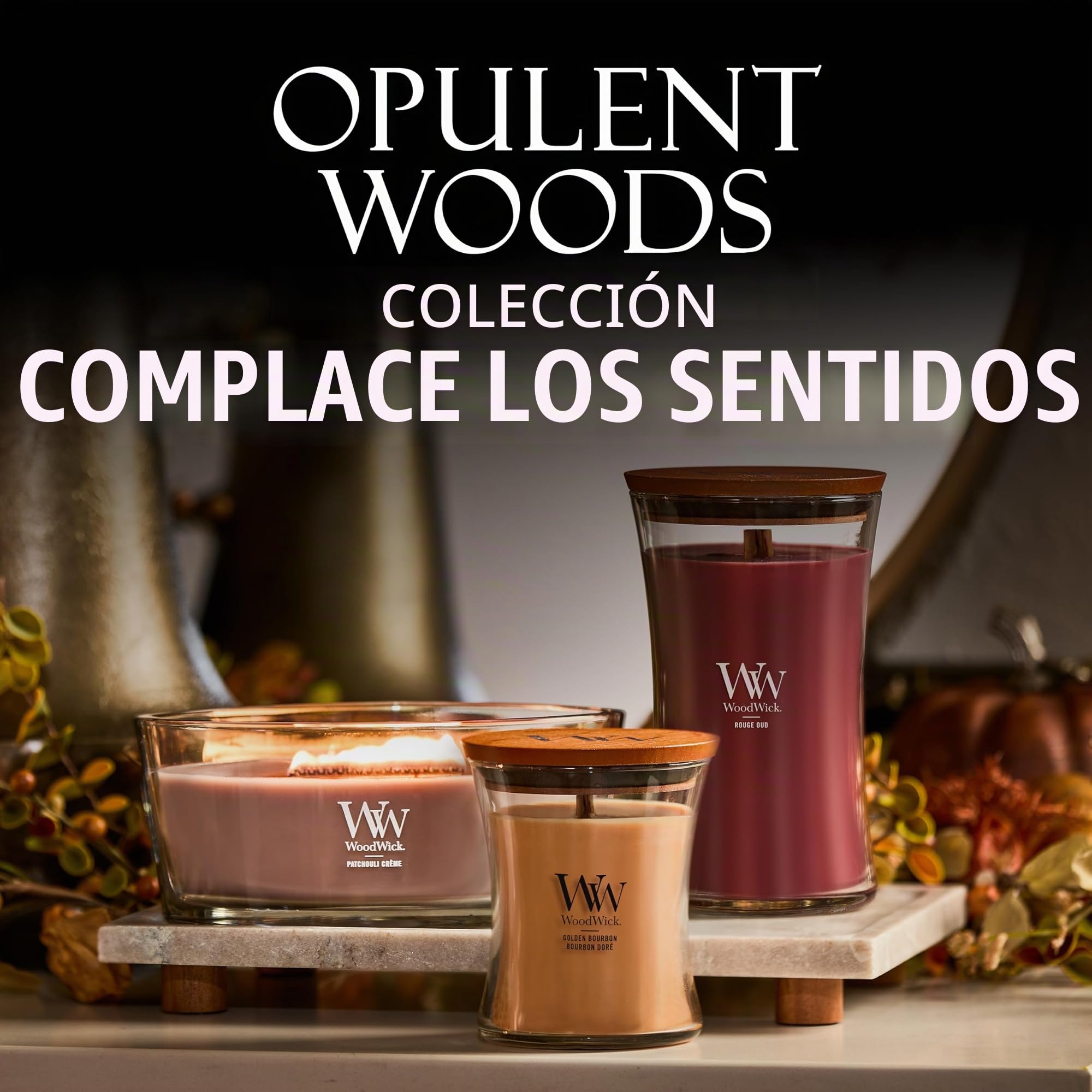 WoodWick Vela Perfumada con Mecha Crepitante | Vela Elipse Rouge Oud | Velas de Larga Duración: Hasta 50 horas de duración | Regalos perfectos para mujeres