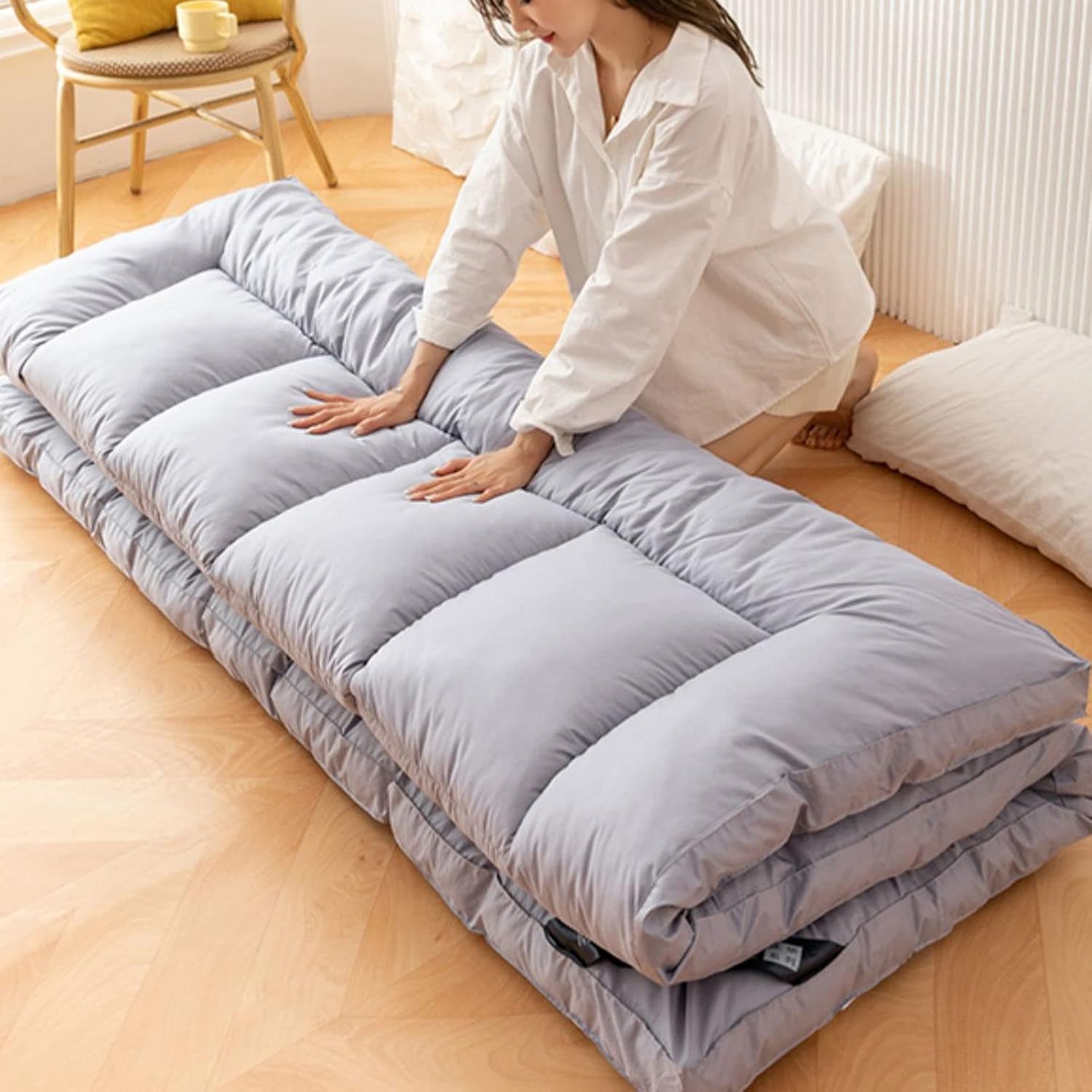 Konsilsa Futon Mattress, Tatami Floor Mattress Japanese Futon Mattress Mattress Pad Sleeping Pad Floor Mattress Roll Up Foldable Portable Traditional Japanese Futon Guest Bed Dorm