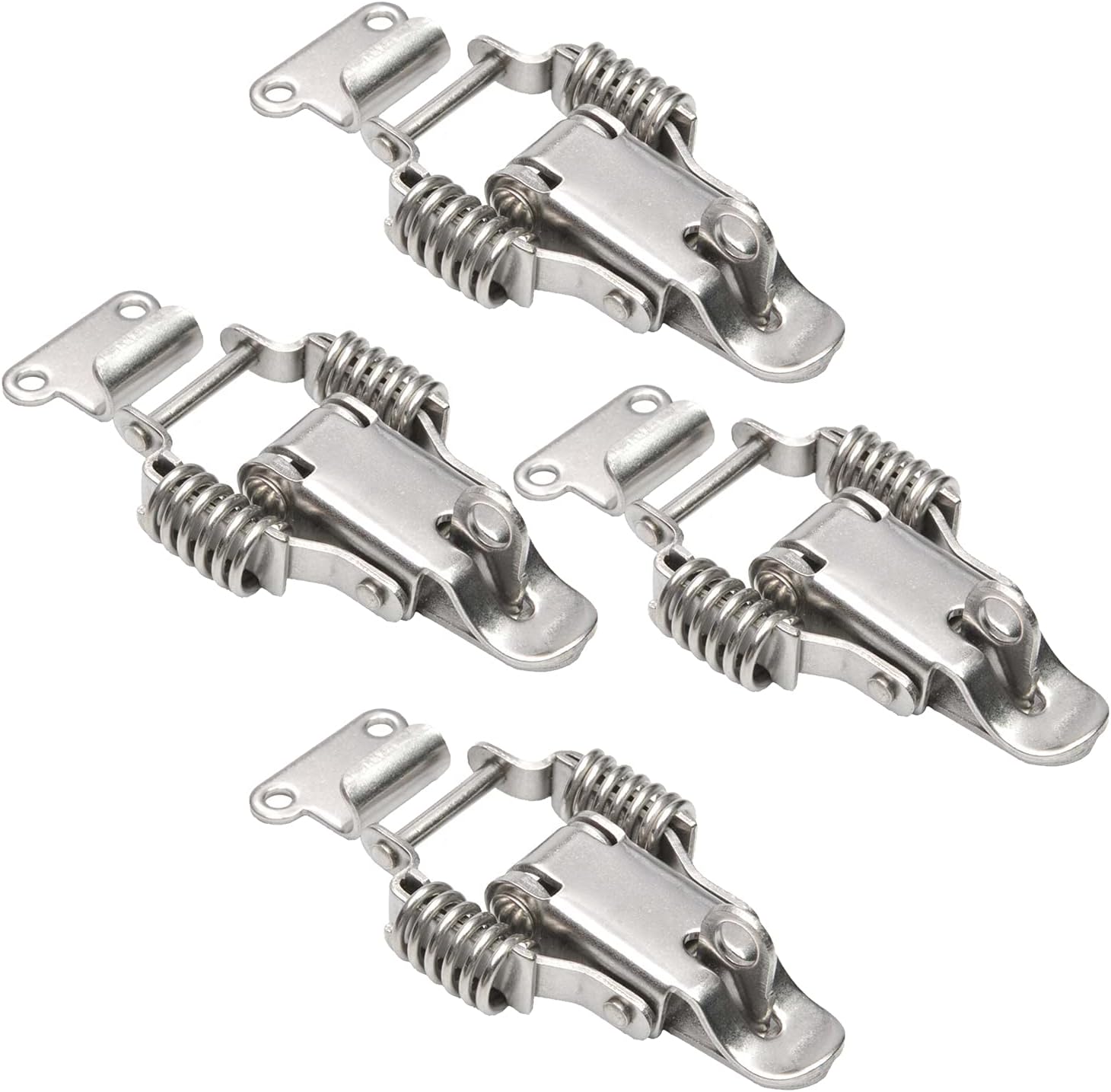 Yinpecly 8PCS Spring Draw Toggle Latches Lock Cabinet Box Hasp Latch 304 Stainless Steel Hardware Fitting Lock 2.17" Long Catch Clamp Latch for Cabinets Case Box Trunk Catches, Silver