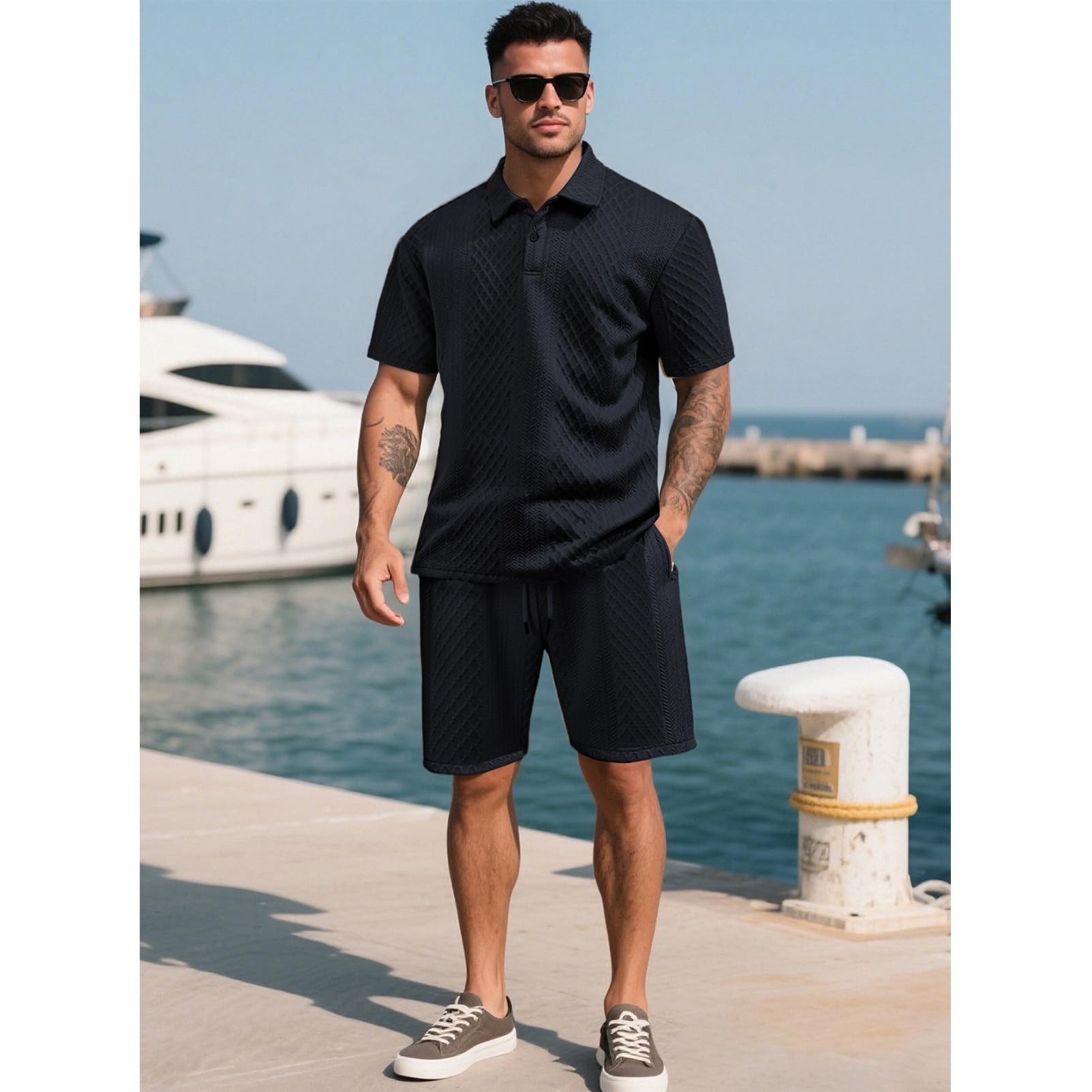 amropi Uomo Tute da Jacquard Pullover Felpa con Cappuccio e Jogging Pantaloni Sportiva Set
