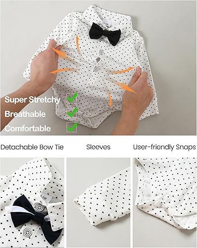 Miniatura 4 de YALLET Traje de ropa para bebé niño de 0 a 18 meses, traje de caballero, camisa de vestir+corbatín+chaleco+pantalones, conjunto de trajes de fiesta