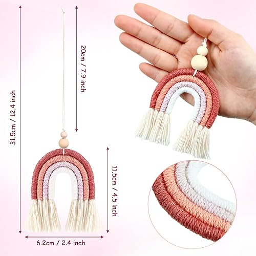 Miniatura 2 de 3 piezas de difusor de aceite esencial bohemio con diseño de arco iris para automóvil, lindos ambientadores de automóvil, hechos a mano, accesorios