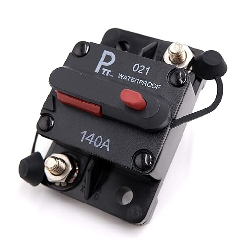 Disyuntores impermeables IP67 de 140 amperios 48 V CC, reinicio manual, superficie extendida, montaje diagonal de perno prisionero de 14 pulgadas