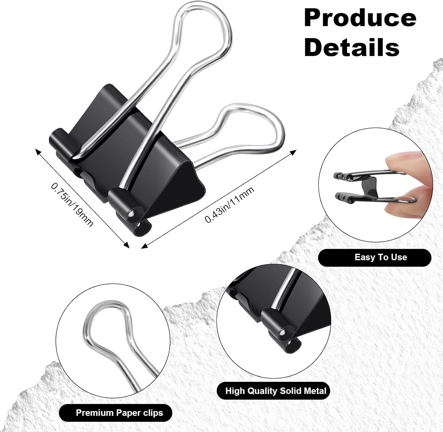 Small Binder Clips 3/4 Inch Length, Bla Small Paper Clips for