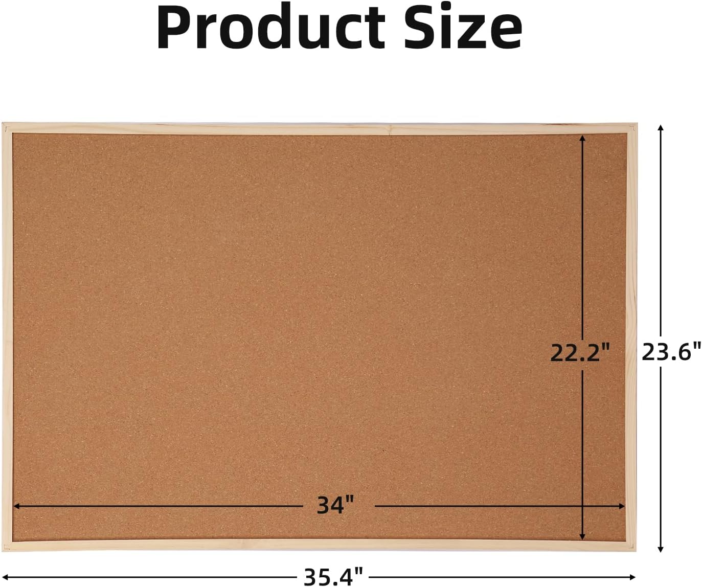 2 Pack 24” x 36” Cork Boards for Walls with Wooden Frame, Double Sided Office Board for Wall Organizer, Bulletins Board Decorative Hanging Pin Board for School, Home & Office, Notice Board Memo Board