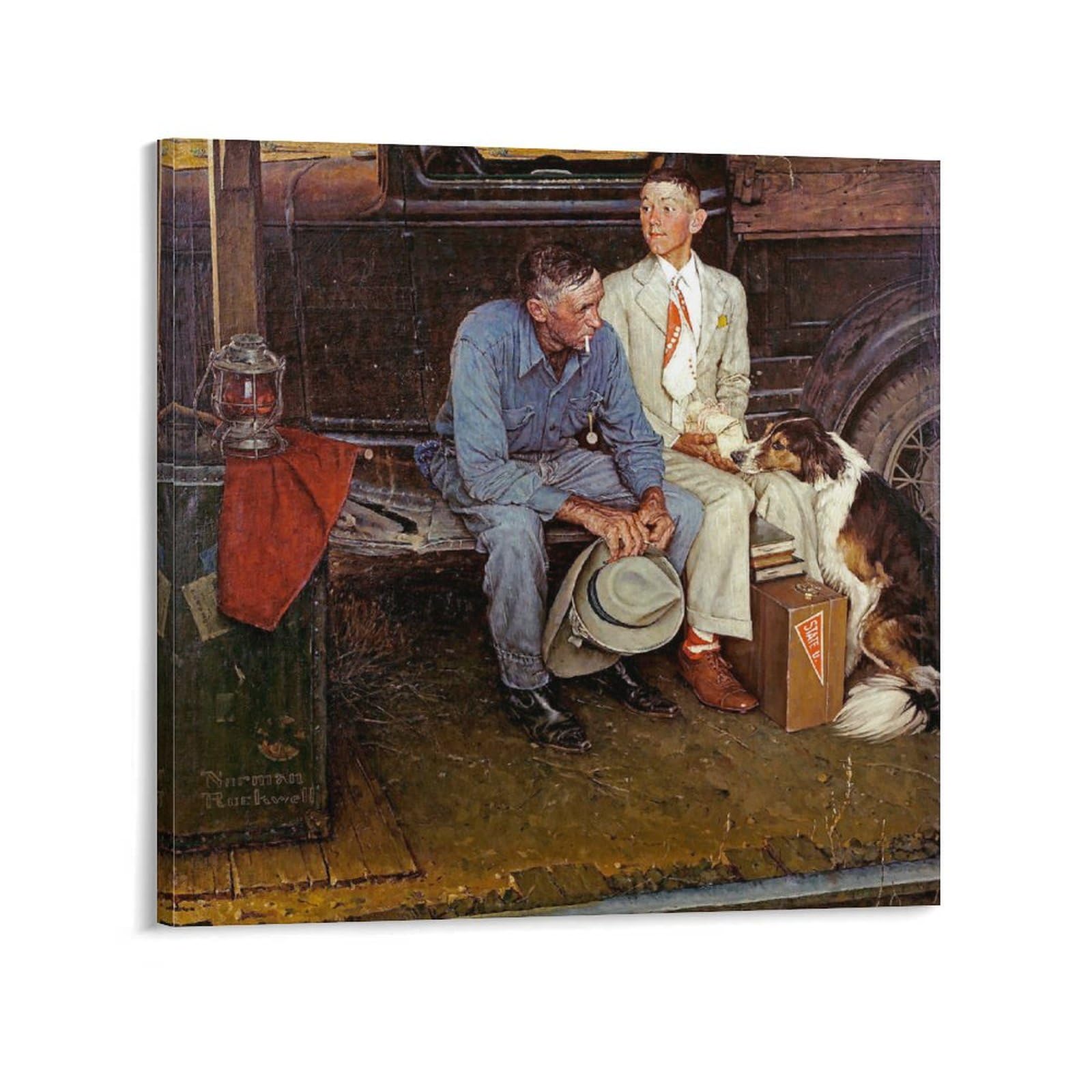 Lzten Style-17 Breaking Home Ties By Norman Posters Rockwell Prints Posters Canvas Wall Art Oil Paintings Deco Framed 12X12inch