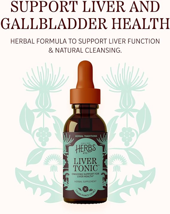 Herbs Etc. Liver Tonic Classic Liquid Extract, Gluten-Free, Vegan, 1 fl oz