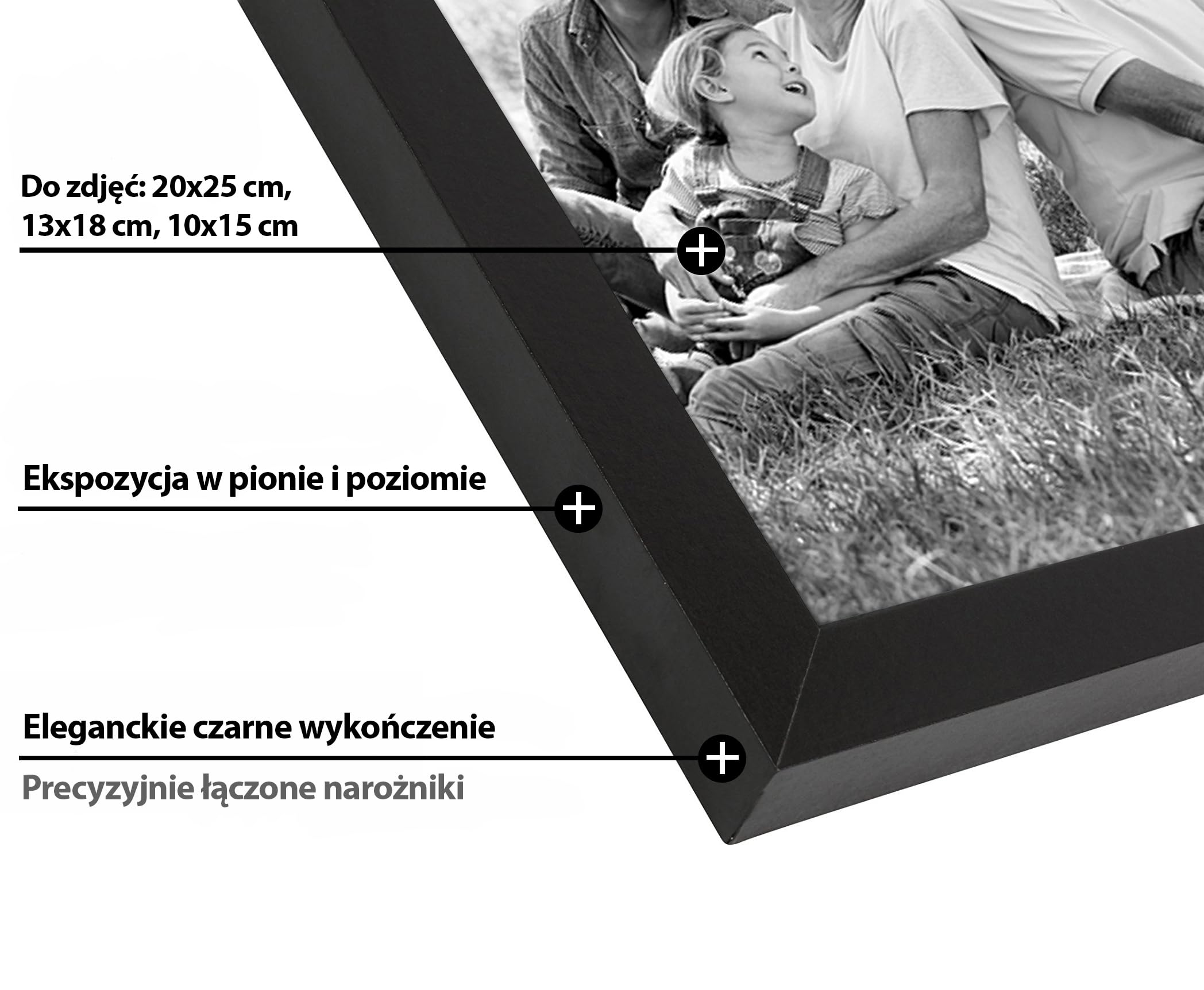 Americanflat czarne ramki na zdjęcia – zestaw 10 szt.: 2 x 20 x 25 cm, 4 x 13 x 18 cm i 4 x 10 x 15 cm – galeria zdjęć do powieszenia – ze szkłem odpornym na stłuczenie