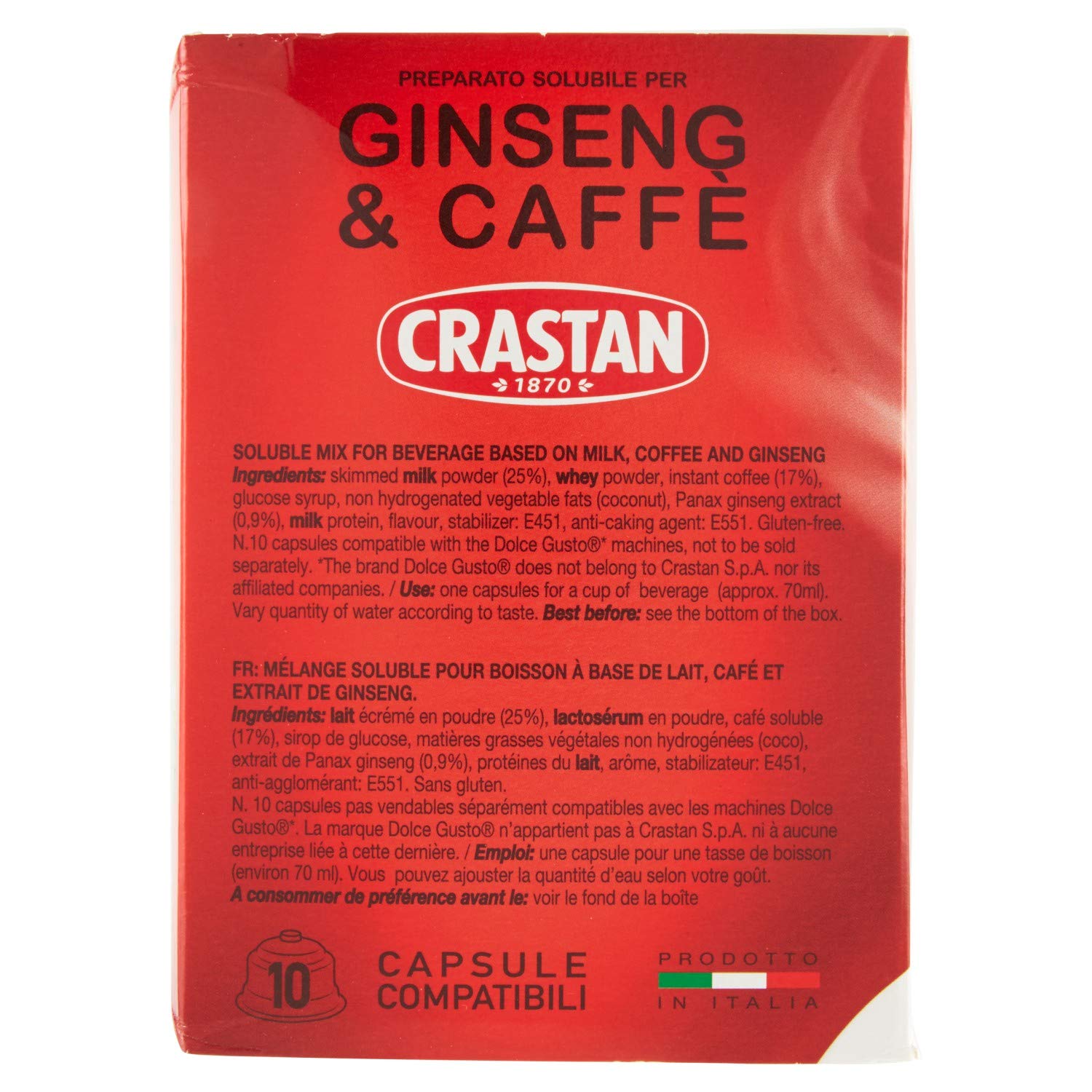 60x Crastan caffè Ginseng & Coffee Dolce e Gusto Espresso Coffee Pads