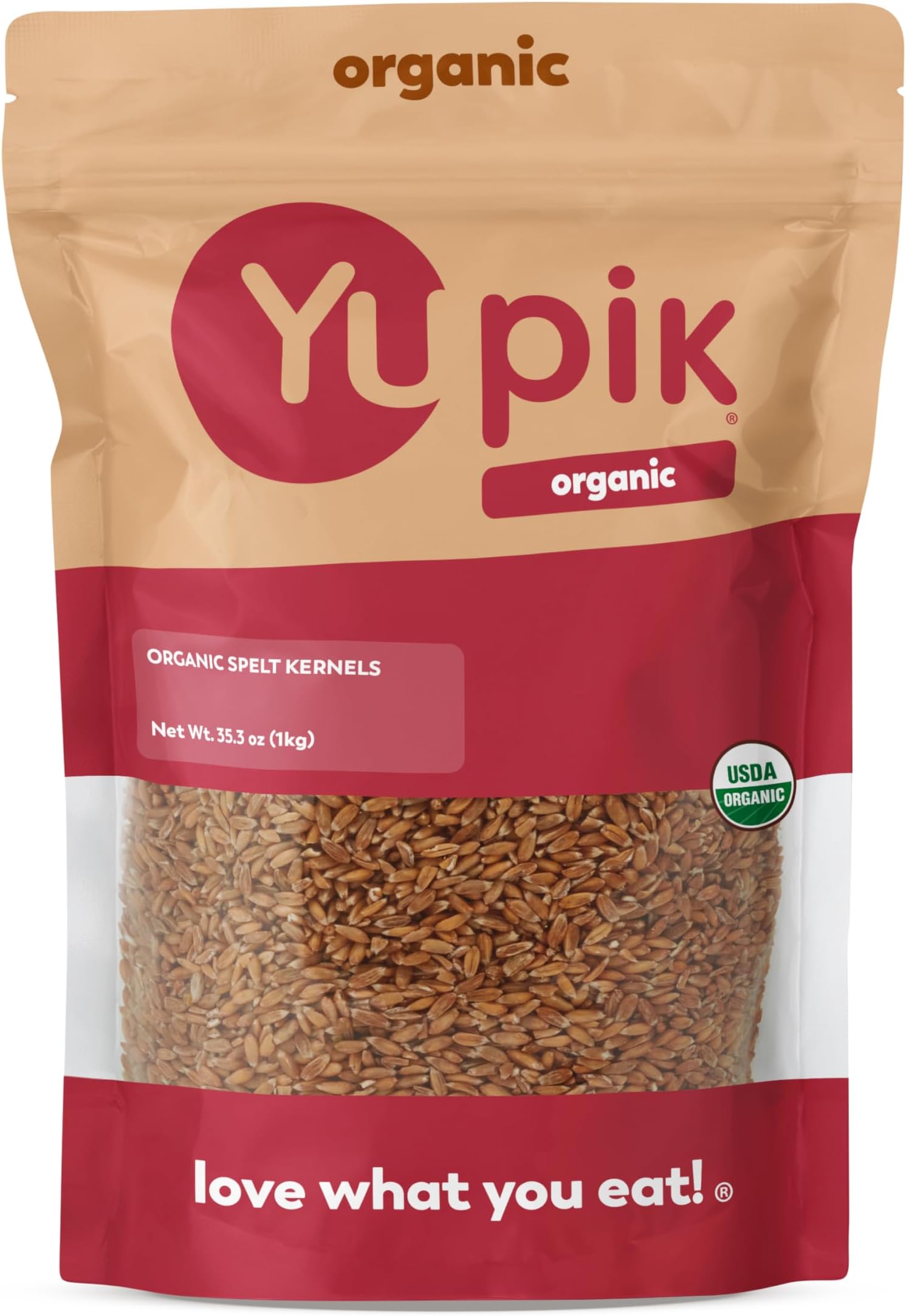 Yupik Organic Spelt Kernels, 2.2 lb (35.2 oz), Non-GMO, Kosher, Vegan, Raw Hulled Grains, Unsalted, Source of Fiber, Ideal for Baking & Cooking