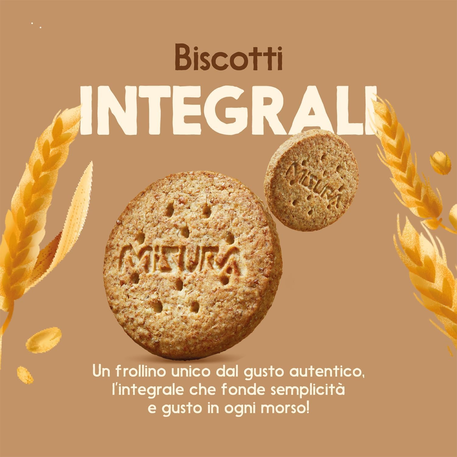 Biscotti Integrali Ricchi di Fibre 330g 100% Farina Integrale Snack Colazione Sana Variazioni 4/8/12 Confezioni (12 PEZZI)