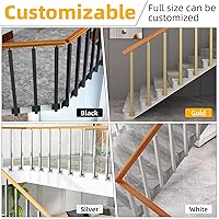 Vista 75 de 42/40/38/36/34in Square Stair Baluster Posts- 270° Adjustable Metal Railing Spindles with Flat Bracket Base and Screws Kits; Iron Posts are Suitable