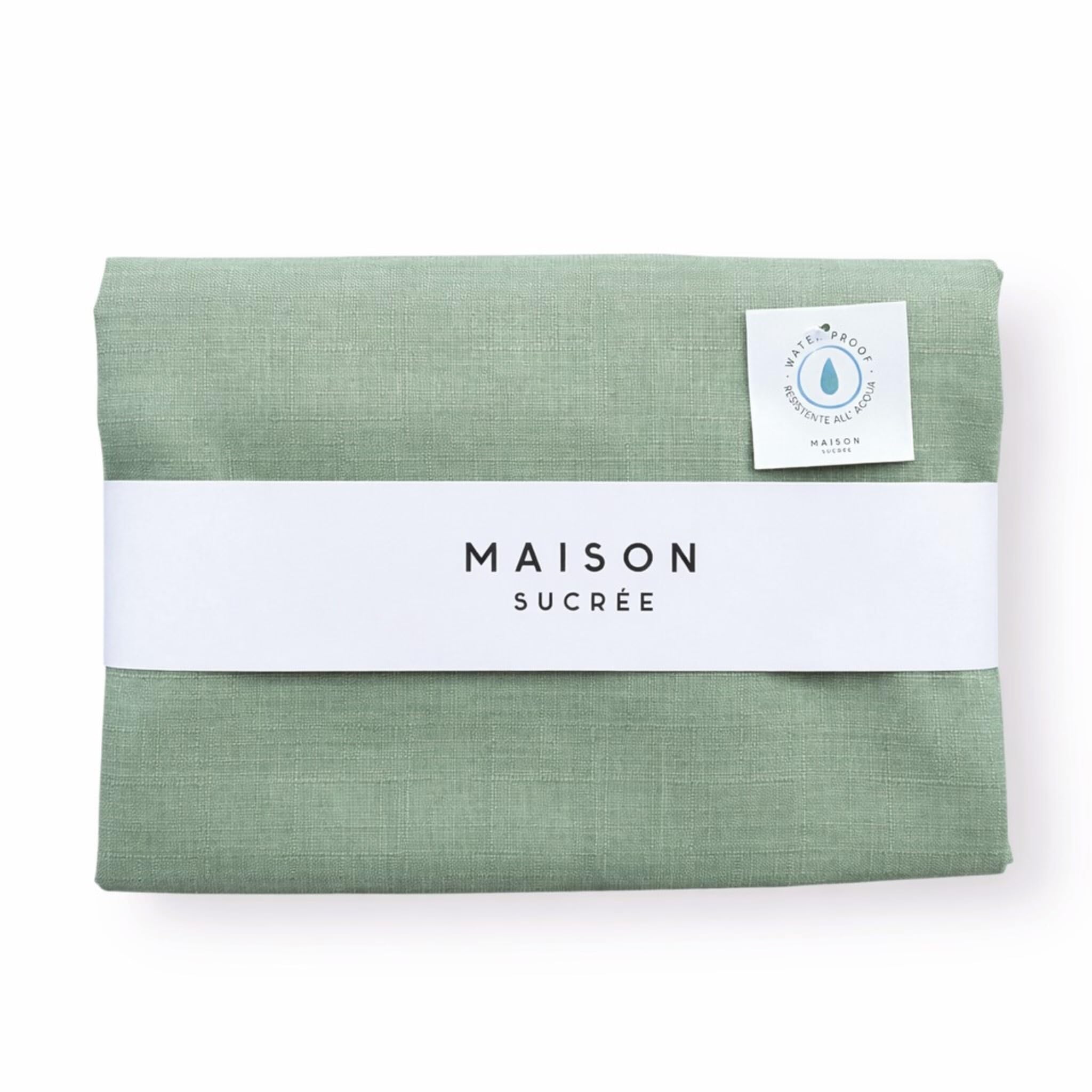 Maison Sucrée Mantel antimanchas, 155 x 265 cm, para 10/12 plazas, tejido Korin, impermeable, no necesita planchado, fabricado en Italia, color liso (salvia)