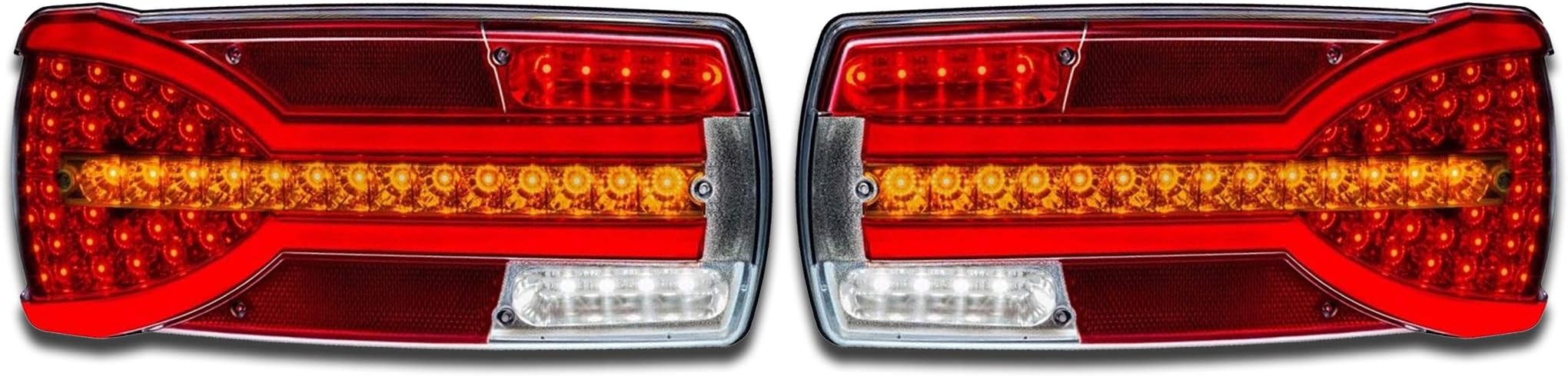 2 x E-MARKED,CE APPROVED,MADE IN EU, LED NEON COMBINATION REAR LIGHTS DYNAMIC TAIL LAMPS TRUCK LORRY PICKUP VAN CAMPER MOTORHOME CARAVAN TRAILER WAGON TRACTOR BUS CAR ATV HORSE BOX TUNING UNIVERSAL