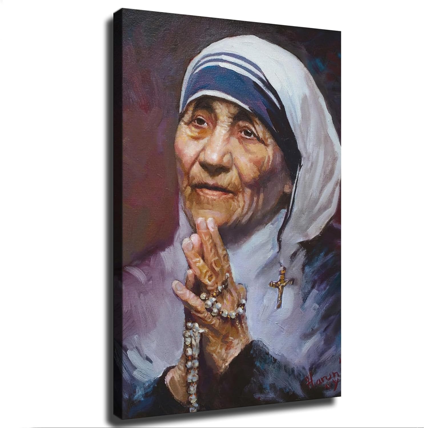 XFUMDRTCVBN Portrait of Mother Teresa Poster Retro Painted Modern Home Bedroom Room Aesthetic Decoration Canvas Art (12×18inch Unframed)