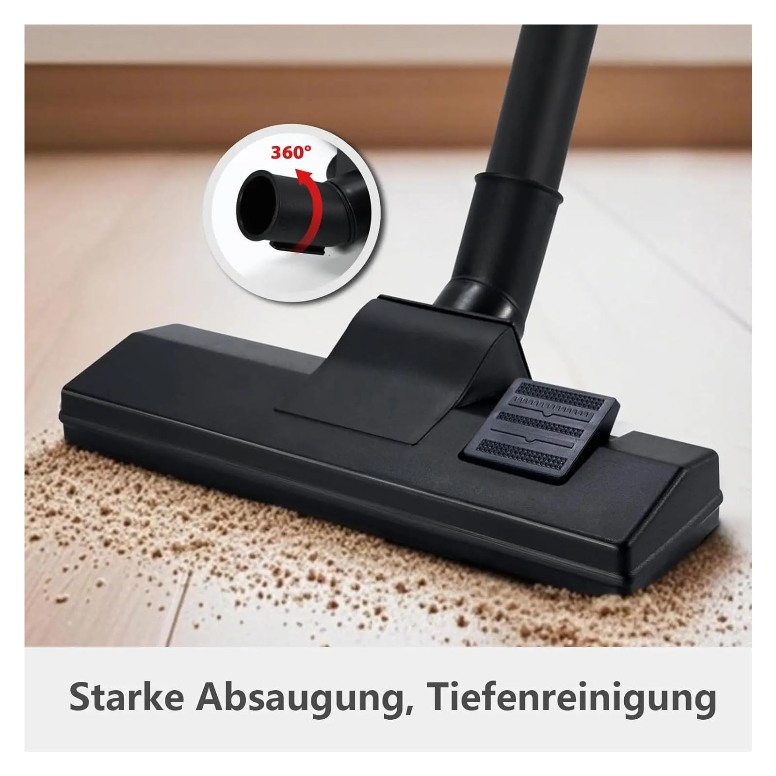 Kompatibel mit Bosch+Miele, 32/35 mm drehbarer Bodenkopf | Um 360° drehbarer Bodenkopf for Teppich- und Hartböden. Passend for 32/35 mm. Ersatzteil.(32MM)