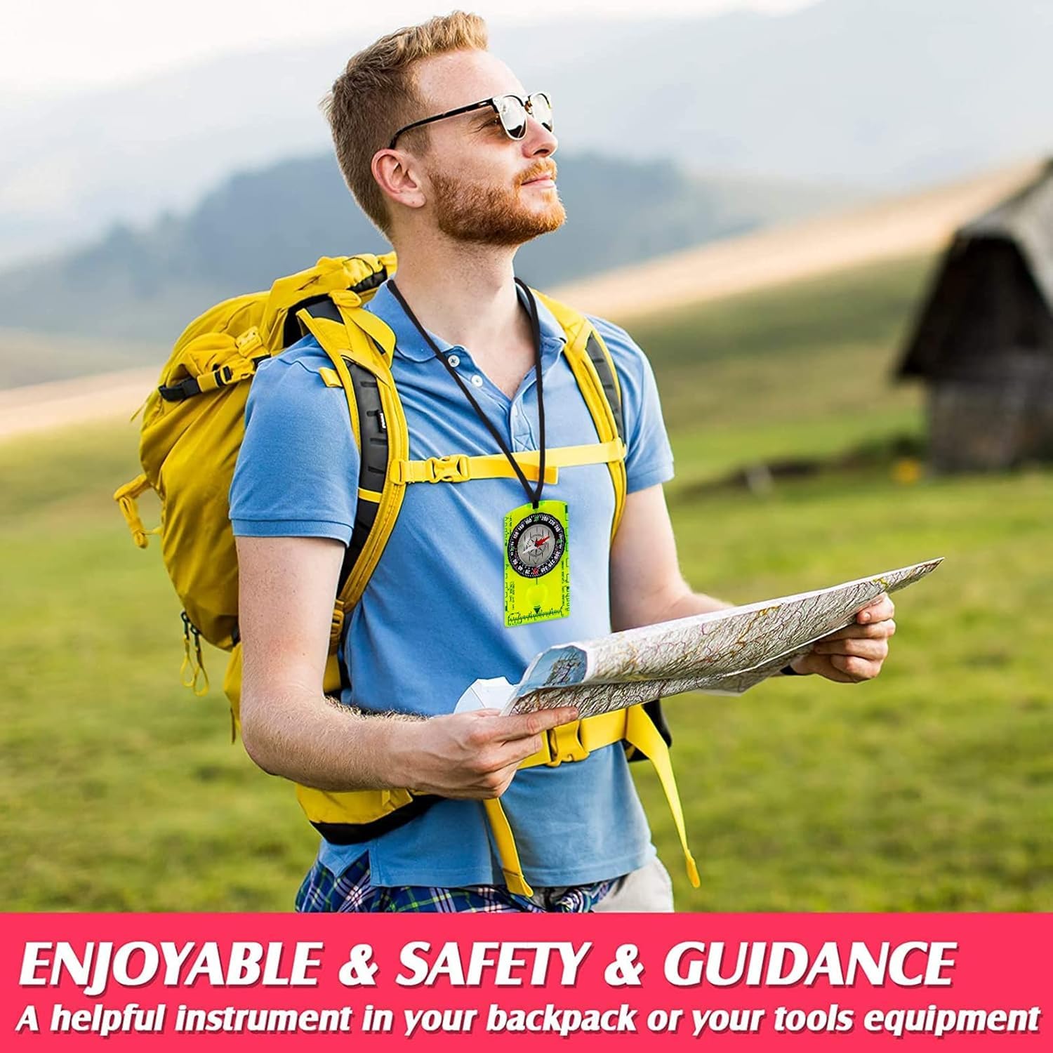 Boussole de Navigation et Randonnée - Carte Multi-Outils 11 en 1 - Scout, Orientation, Lumineuse pour Camping