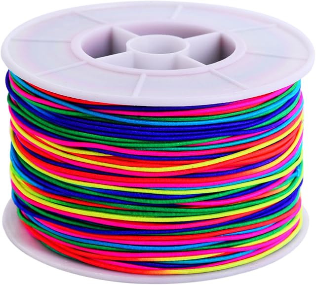 Outus 100 m Elastic Cord Beading Thread Stretch Bead String Fabric Craft Cord, 1 mm, Multicolor