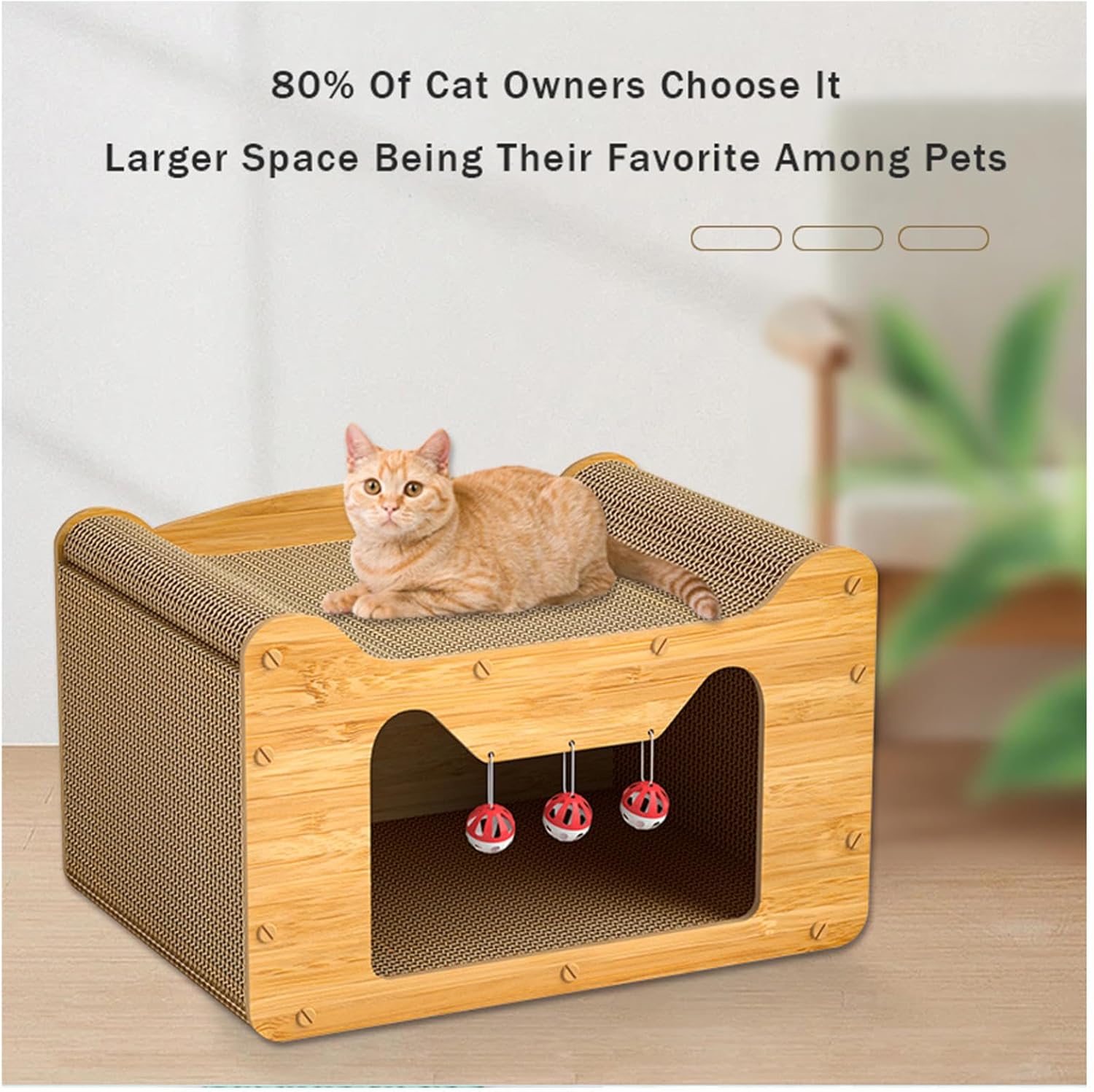 review Cardboard Cat Scratcher Even A Scratching Post is A Cat Nest, Cat House Indoor Free Bell Ball When Ordering ， Wood Cat House Cardboard Cat Houses for Indoor Cats
