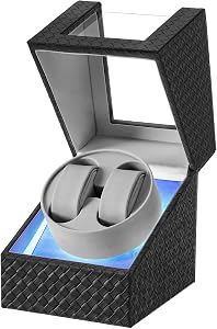 BEWISHOME Watch Winder for Automatic Watches,Double Watch Widner with Light