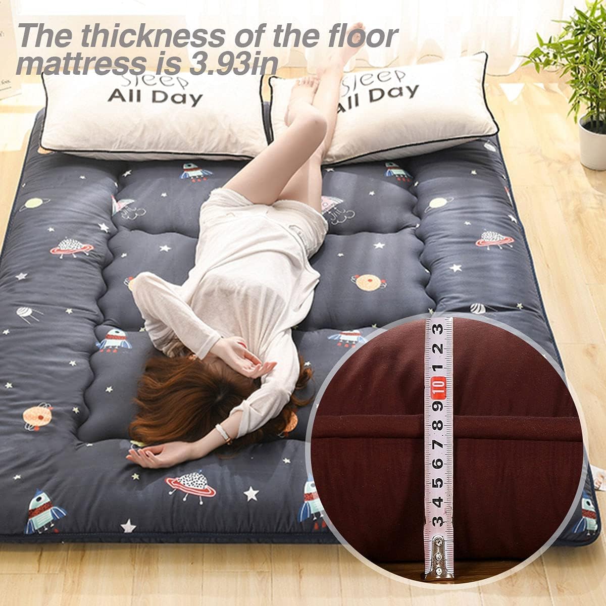 Futon-Matratze 100x200 Cm – Aufrollbar, Ca. 5 Cm Dick, Aus Polyesterfaser, Für Boden, Gäste, Studentenwohnheim