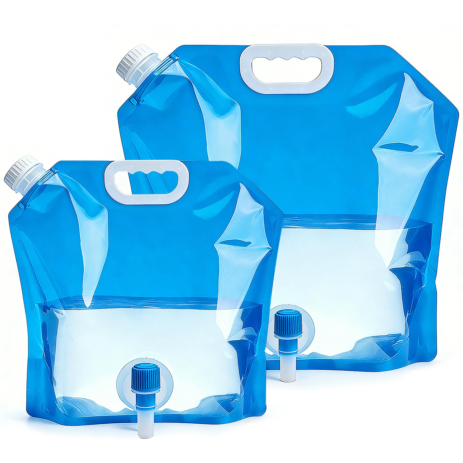 Gobiufy 2 Pack Camping Water Bag with Tap Set, 10L + 5L Portable Camping Water Container Bag Foldable Water Bag Collapsible Water Container for Camping Hiking Travel BBQ