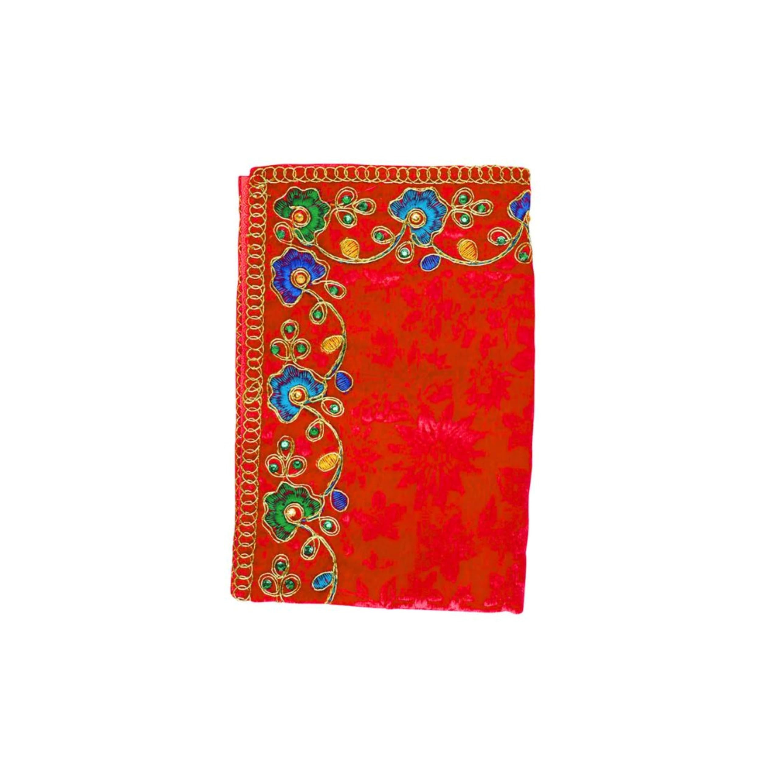 Tapis de fete ethnique Aasan velours rouge 101x50 cm article Pooja et decoration Diwali