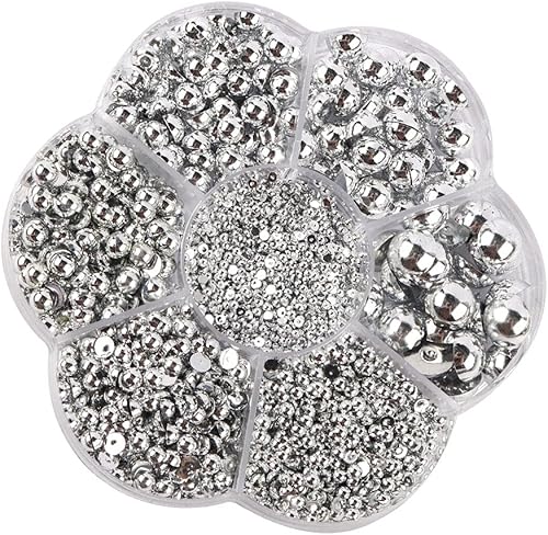 Miniatura 5 de 3000 cuentas de perlas redondas de imitación con parte trasera plana, cuentas sueltas medias sueltas, tamaños surtidos de 0.079 pulgadas, 0.079
