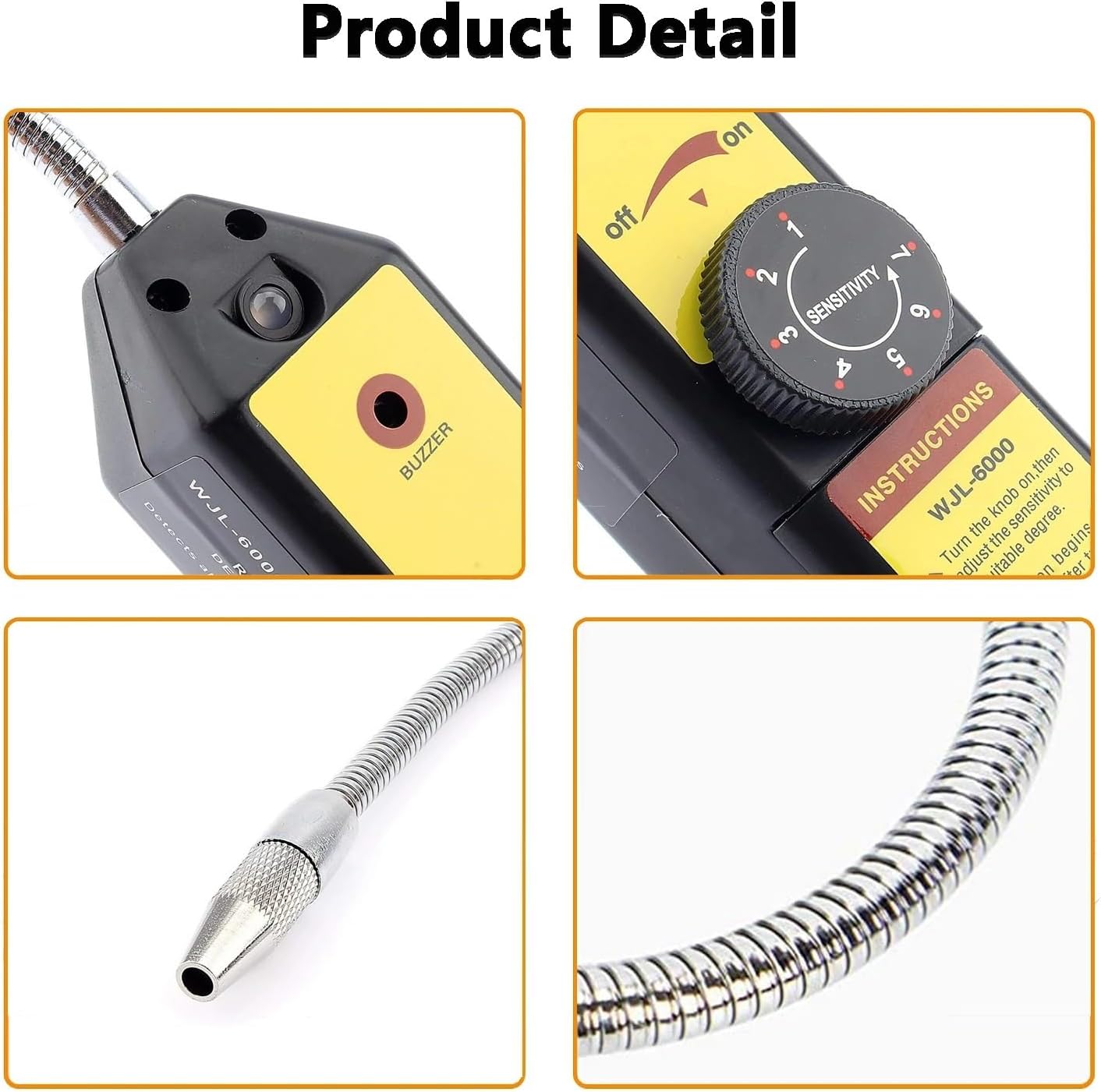 Gas Monitor, WJL-6000 Freon Leak Detector Halogen Leak Detector Refrigerant Gas HVAC Air Conditioner R22 R410A R134A R1234YF CFCs HCFCs HFCs(Rojo)