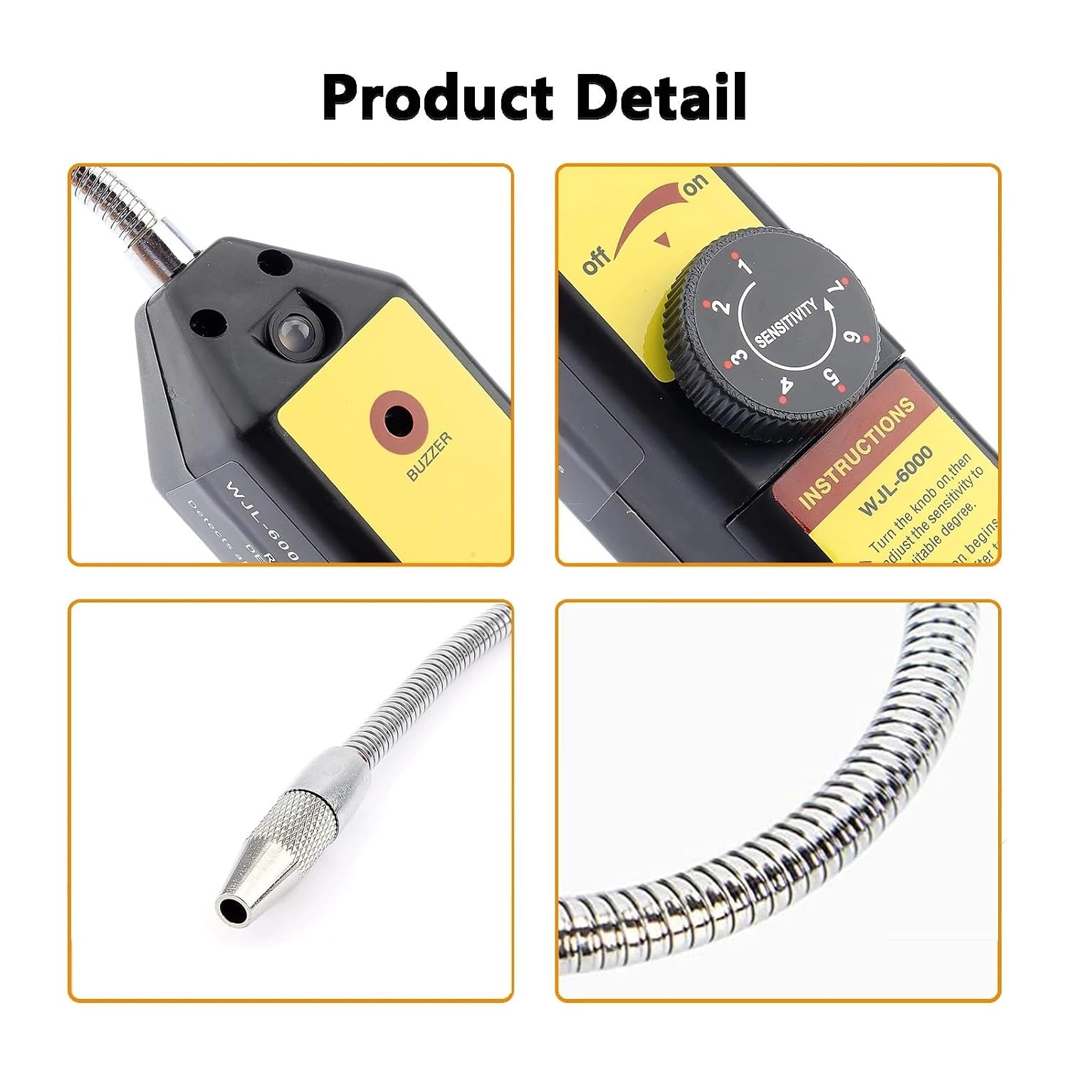WJL-6000 Freon Leak Detector Halogen Leak Detector Refrigerant Gas HVAC Air Conditioner R22 R410A R134A R1234YF CFCs HCFCs HFCs(Rojo)