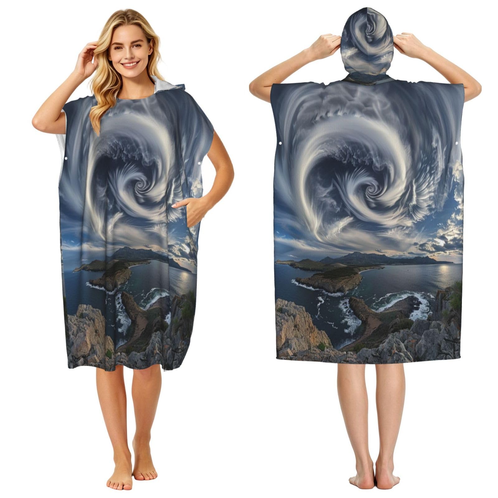 DTHKJNLSF Fengjuan Cloud Adult Hooded Beach Poncho Towel