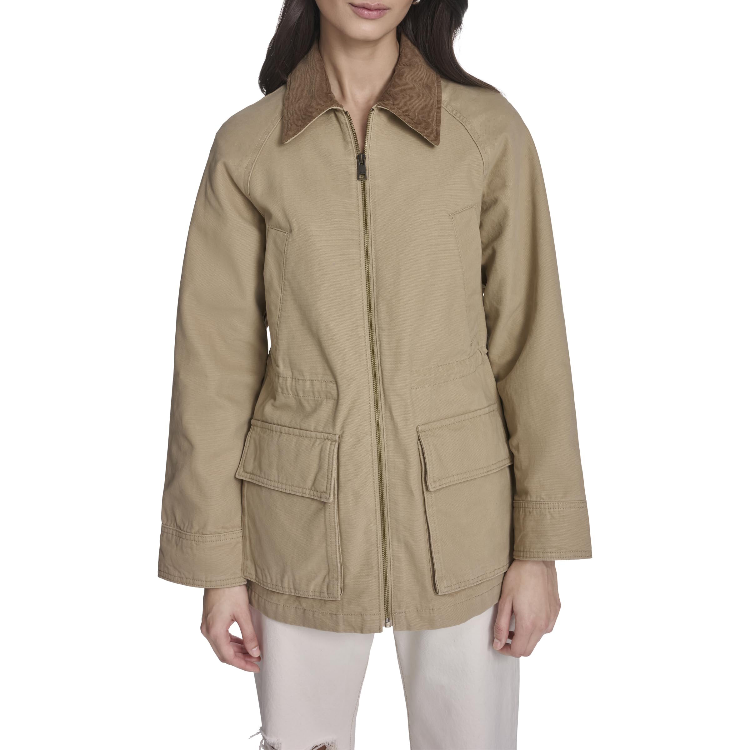 

                                                    Levi's Women's Cotton Barn Jacket, Tan Cinch Waist