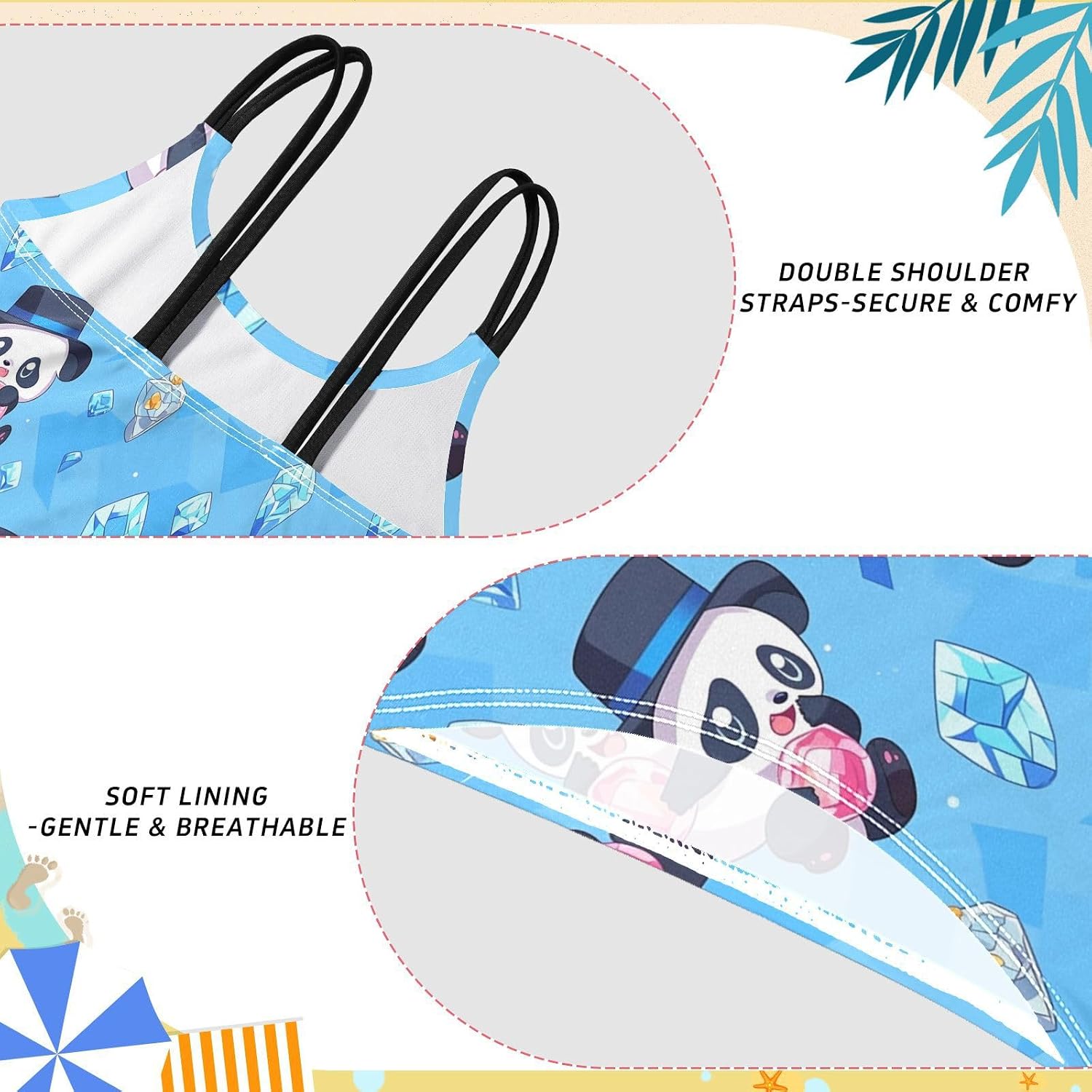 visesunny Girls Two Piece Swimsuits Diamond Little Panda Girl's Bikini Sets Bathing Suits for Girls Size 5-12Y