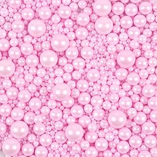 Pink Sprinkles for Cake Decorating 3.5 Ounces, Edible Sugar Pearls Mixing Sizes for Cupcake Topper, Cookies, Ice Cream Toppings Cake Decorations for Party Celebrations